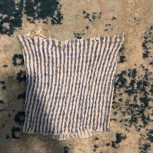 blue and white striped tube top